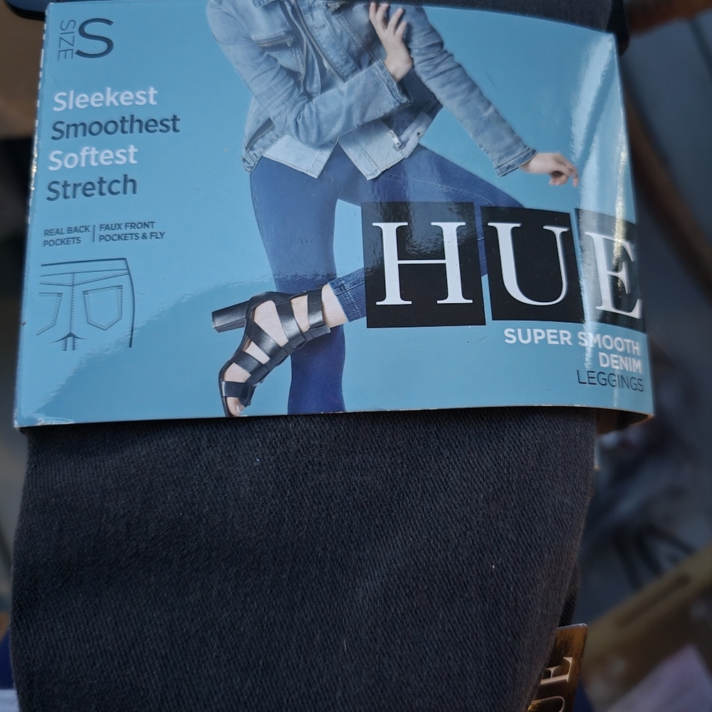 Hue Super Smooth Denim Leggings Small Grey